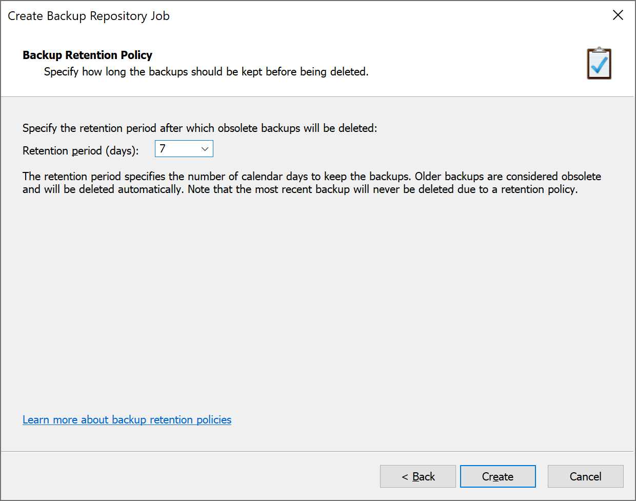 Setting up a Backup Retention Policy
